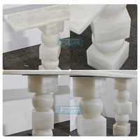 Table console rectangulaire longue en onyx blanc de style luxe personnalisé, table d'entrée pour hôtel, villa, appartement