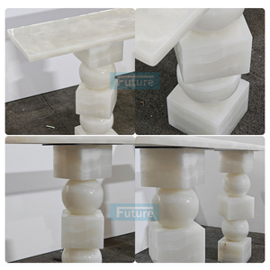 Table <span class=keywords><strong>console</strong></span> rectangulaire longue en onyx blanc de style luxe personnalisé, table d'<span class=keywords><strong>entrée</strong></span> pour hôtel, villa, appartement - Product Image 2