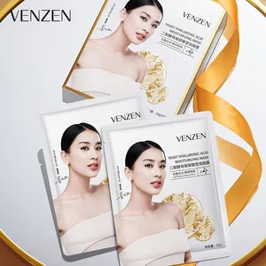 Venzen 10pcs酵母透明质酸保湿面膜平滑嫩肤易吸收片全脸销售面膜