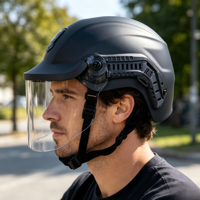 Casque de sécurité intégral haute résistance aux impacts avec visière transparente en plastique PP, marque TG, personnalisé pour la police du Jiangsu