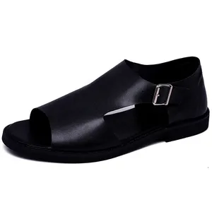 Zapatos de cuero genuino de los hombres casuales de los hombres de verano sandalias de moda ventilar sandalias de los hombres nuevo estilo zapatos de conducción zapatos