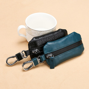 Vente en gros cuir de vachette véritable métal porte-clés de voiture pour hommes porte-clés porte-monnaie portefeuilles homme - Product Image 5