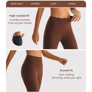 Vente en gros de pantalons de yoga extensibles et extensibles avec logo personnalisable, pantalons de yoga de fitness en plein air respirants et respectueux de la peau - Product Image 5