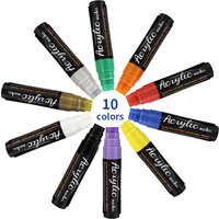 Marqueur acrylique à pointe feutre jumbo 10 couleurs 15 mm pour peinture sur toile et graffiti, marqueurs permanents à peinture acrylique pour affiches
