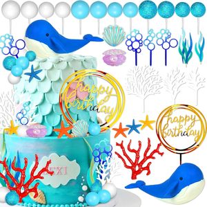 Décorations De Gâteau Baleines Bleues, Décorations De Gâteau De Baby Shower Pour Garçons, Fête De Nouveau Né Garçon, Décorations De Baby Shower Sous L' Océan - France
