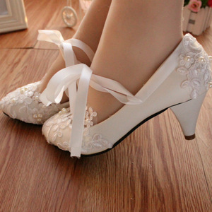 2022 Flat Heel Decorate Lace Bride Wedding <strong>Shoes</strong> Ankle Strap Lace Appliques <strong>Beaded</strong> 3cm 5cm <strong>Bridal</strong> <strong>Shoes</strong> - Product Image 2