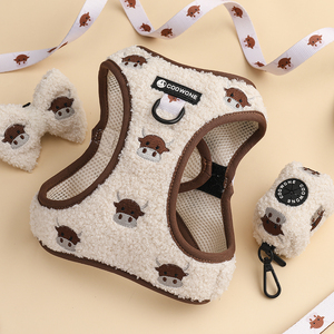 Arnés y Correa para Perro Bordados de Lujo Personalizados <span class=keywords><strong>OEM</strong></span>, Collar y Correa Ajustables de Sherpa para Mascotas, Dispensador de Bolsas para Excrementos - Product Image 3