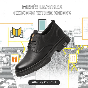 Zapatos Oxford de Vestir para Hombre, con Cordones, de Trabajo, de Seguridad, para Exteriores, de Cuero, Formales, de Negocios, con Forro de Lana Gruesa y Acolchado de Algodón - Product Image 2