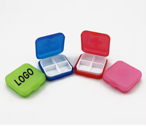 Custom Logo Printed 4 Compartments Cute Promotion Plastic 4 Case Square Pill Box