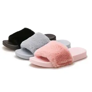 Pantofole da donna simpatiche infradito Fuzzy scivoli comode pantofole in pelliccia per donna