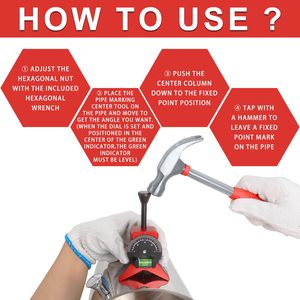 Pipe Center Finder Magnetic Pipe Centering Tool with Spirit <b>Level</b> & Protractor for Pipe Marking Layout - Product Image 4