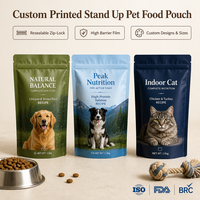 Sacs personnalisés imprimés pour aliments pour animaux de compagnie, pochettes verticales refermables avec fermeture éclair, film haute barrière, emballage alimentaire de qualité pour chiens et chats