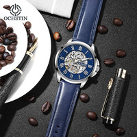 Montre mécanique pour homme, sport et affaires, bracelet en cuir véritable, cadran à aiguilles, élégante, polyvalente, automatique