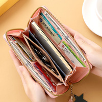 Dompet Panjang Wanita Baru Pola Hati Dompet Clutch Kapasitas Besar Tempat Kartu Kulit Pelajar