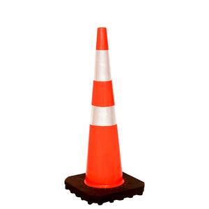 Cônes de signalisation réfléchissants personnalisés KEY LIGHT avec logo, base en PVC de 90 cm (280x280 mm) pour autoroutes et zones de construction - Product Image 1