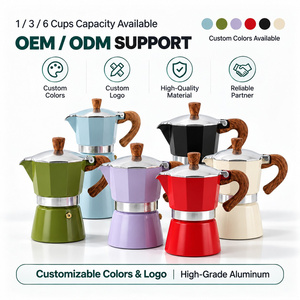 <span class=keywords><strong>Cafetera</strong></span> Espresso Kingze OEM para Estufa, 1/3/6 Tazas, <span class=keywords><strong>Cafetera</strong></span> <span class=keywords><strong>Italiana</strong></span> de Aluminio Tipo Moka, Válvula Única, <span class=keywords><strong>Cafetera</strong></span> Espresso Portátil para Camping - Product Image 1