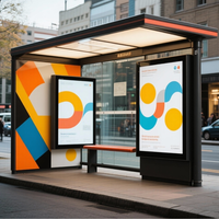 Parada de Autobús Inteligente de Acero Inoxidable Duradero, Resistente a la Intemperie y Personalizable con Pantalla Exterior y Sistema de Software Inteligente