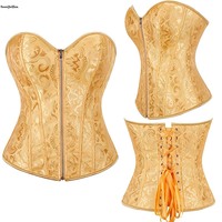 Nouveau Corset Vintage en Dentelle pour Femme 2025 – 20 Couleurs Disponibles, Jacquard Floral Respirant, Grande Taille, Idéal pour Halloween, Style Bustier