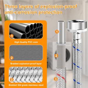 Tuyau d'arrivée d'eau chaude et froide manuel en acier inoxydable 304 de 1,8 m avec coude à 90 degrés pour usage extérieur et hôtelier – Offre Spéciale - Product Image 3