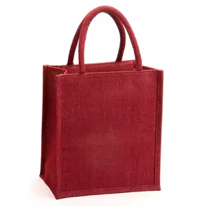 Customized Design Multicolour Spacious Jute Bag with Handle Full Size Large Handles for Grocery Lunch Box Cary Jute Bag