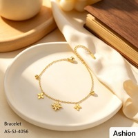 Bracelet à breloques en forme de nœud papillon en acier inoxydable plaqué or 18 carats sans nickel, tendance et de haute qualité, pour femmes