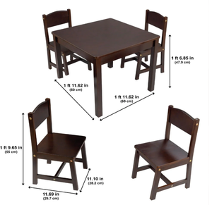 Mesa estilo Farmhouse y 4 sillas - Escritorio de estudio de madera para niños color espresso, muebles infantiles - Product Image 6