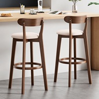 Tabouret de bar vintage en bois massif italien de luxe léger avec dossier pour la maison, le restaurant, l'îlot de cuisine - Chine