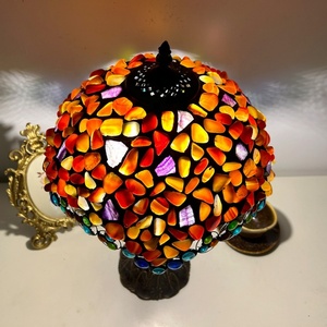 Lámpara de Mesa Estilo Tiffany Longhuijing de 16 Pulgadas, Color Ámbar, Vidrio, Cuentas de Cristal de Ágata, Lámpara de Noche Adecuada para Sala de Estar y Dormitorio - Product Image 5