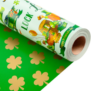 Papel de embalaje original verde de doble cara con revestimiento de aluminio para el Día de San Patricio - Product Image 1