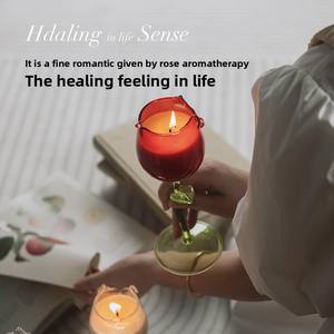 Romántica vela de libro perfumada 'Rose Love' para Navidad Día de San Valentín compromiso vela de cristal nicho linterna titular caja de regalo para - Product Image 2
