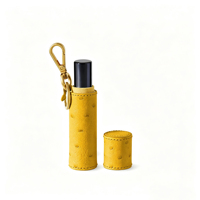 Boîte cadeau en cuir de luxe pour flacon de parfum testeur rigide personnalisé de 10 ml avec porte-clés, étui de voyage pour échantillon de parfum en cuir d'autruche