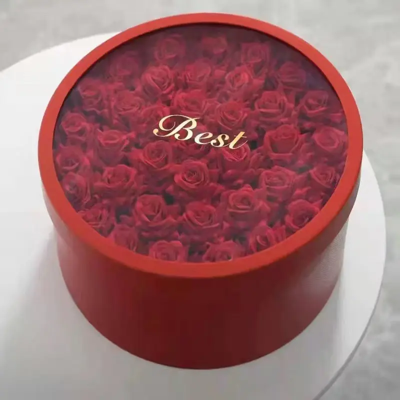 バラの花の包装のための豪華なバレンタインデー紙フラワーボックス卸売ラウンドシリンダー段ボールウェディングギフトボックス