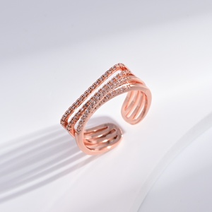 wholesale plata 925 sterling silver Golden pearl zircon <b>ring</b> Romantic <b>wedding</b> 14k gold plated geometric <b>cubic</b> <b>zirconia</b> <b>rings</b> - Product Image 3