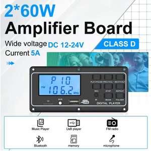 大型液晶画面搭載MP3プレーヤー、2*60Wアンプ内蔵、スーパーMP3プレーヤー、Bluetoothミュージックスピーカー、DC12V-24V、BT5.3、MP3デコーダーボード - Product Image 4