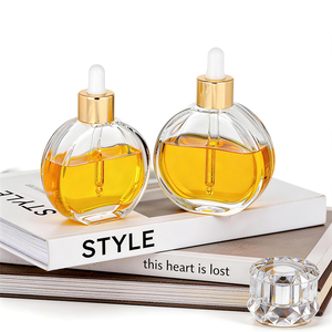 Bouteilles en <span class=keywords><strong>verre</strong></span> transparentes, plates et rondes, vides, pour huiles essentielles, parfums, huiles capillaires, avec compte-gouttes, 50 ml, 60 ml, 100 ml - Product Image 6