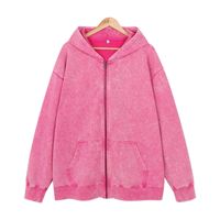 Hoodie Zippé Personnalisé Effet Vieilli et Délavé à l'Acide, Sweat à Capuche Zippé Effet Usé, Hoodie Zippé Intégral Délavé Vintage, Logo Personnalisable