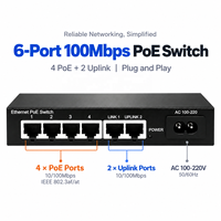 Commutateur PoE 4 ports, commutateur PoE 10/100 Mbps, nouveau design, commutateur Ethernet 100 Mbps, réseau 4 ports PoE, vente en gros