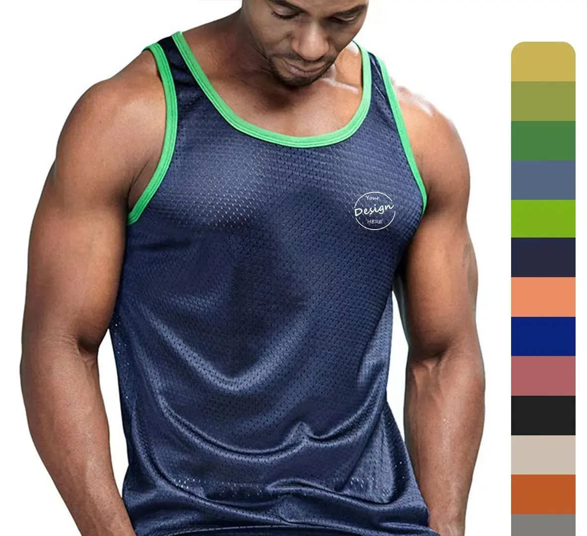 OEM Wholesale Men Tank Top Mesh Sexy Quick Dry Men's Workout Stringer Singlet Fitness Gym Sleeveless Shirt Men's Vest Tank Top