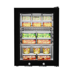 Refrigerador compacto Homesun de 35L con enfriamiento directo, descongelación automática, vitrina de acero inoxidable para exhibición de alimentos, ideal para escuelas y guarderías. - Product Image 1
