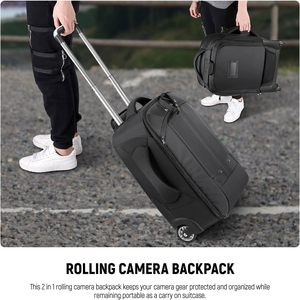 NEEWER Sac à dos à roulettes convertible 2-en-1 avec poignée télescopique et séparateurs antichocs pour appareil photo reflex numérique - Product Image 6