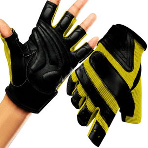Fingerless Sport, Gym, Cycle Gloves Black Olive Green Leather Unisex Fitness Workout Sports Gloves All Seasons - Product Image 6