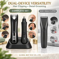 Perangkat Perawatan Pria Profesional Dual Kit USB Pemangkas Rambut Elektrik Set Pemangkas Rambut Hidung dan Telinga dengan Basis Bersama Layar LCD