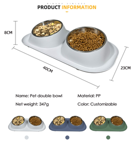 Ciotola per animali domestici rialzato 1 pezzo di plastica con Set in acciaio inossidabile grande capacità alimentatore automatico rialzato Anti-scivolo di aspirazione per animali domestici - Product Image 4