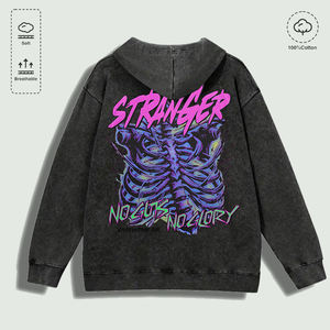 เสื้อฮู้ดกราฟิกหลายสีผ้าฝ้าย100% ล้างแล้ว "กระดูกซี่โครงโครงกระดูกคนแปลกหน้าไม่มีความกล้าไม่มีสง่า" - Product Image 3