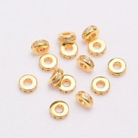 Perles intercalaires rondes micro-pavées en or rempli 14K 18K HP425 avec zircons cubiques, 4-10mm, pour bracelets et colliers DIY, vente en gros de perles de bijoux en vrac