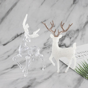 Reindeer Figurine Plastic Transparent And White Glittery Decor For Indoor Living Room Birthday Party Decoration - Product Image 1