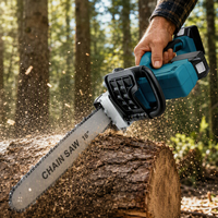 Motosierra Inalámbrica de 16 Pulgadas con Motor sin Escobillas, Batería de Iones de Litio de 21V, Doble Batería, Cortadora Eléctrica Portátil de 405 mm para Tala Forestal