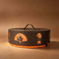 Boîte de transport artisanale haut de gamme en cuir PU marron pour gâteaux de lune et festival du vin, emballage alimentaire pour restaurant