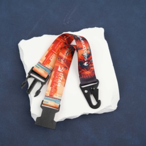 Custom Eagle Hook <b>Key</b> Carabiner Short Polyester <b>Lanyard</b> Strap Keychain - Product Image 2