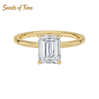 Bague en moissanite taille émeraude en argent sterling S925 pour femmes avec options de pierres de 1, 2, 3, 4, 5 et 10 carats pour commandes personnalisées
